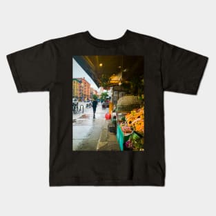 Street Flowers Shop Rain Upper West Side Manhattan NYC Kids T-Shirt